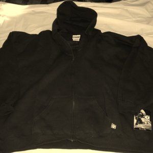 4X BIG & TALL ZIPPER HOODED BLACK SWEATSHIRT 4XT